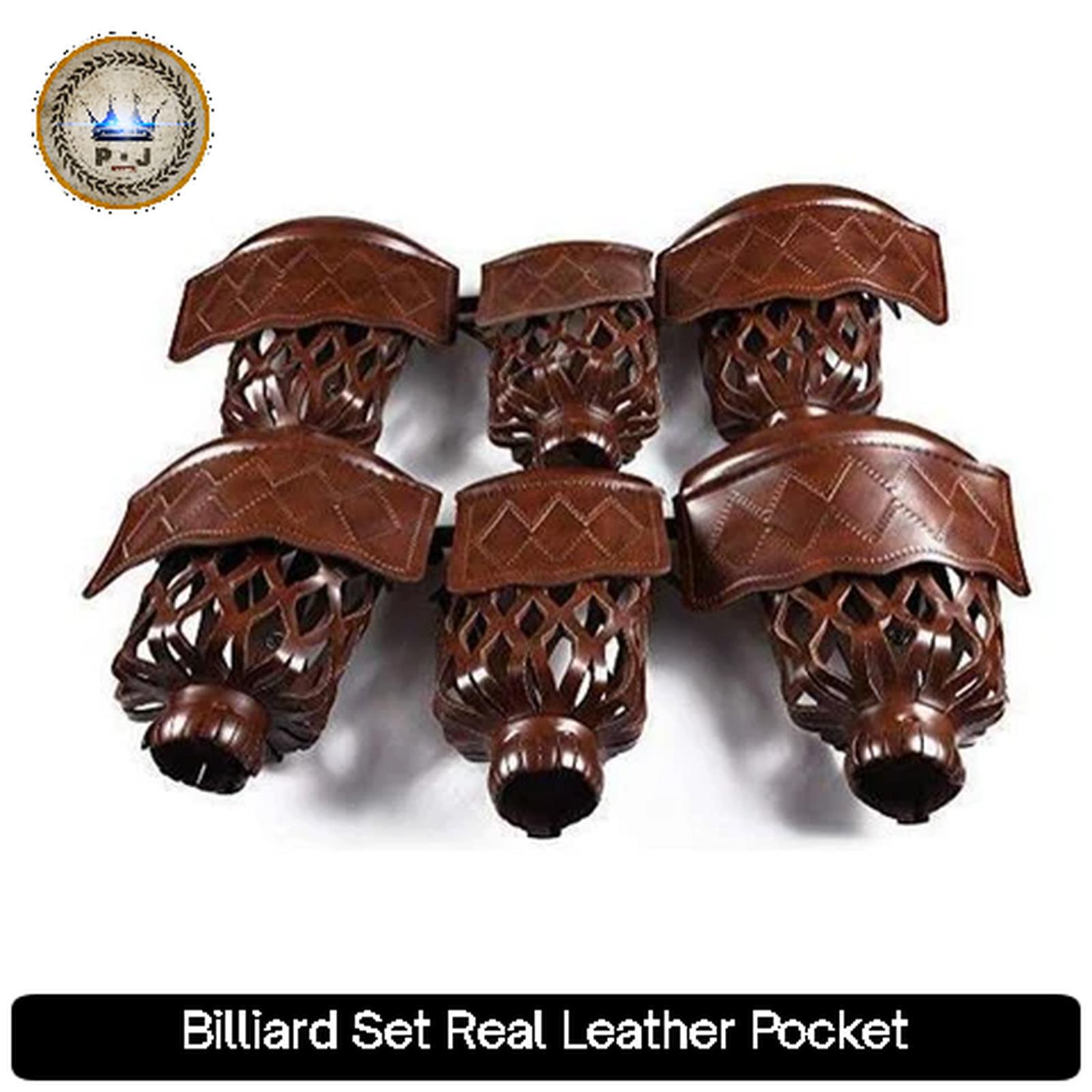 PJ - Billiard Ball Drop Pocket | Keranjang Tampung Bola Billiard - Kulit Asli | Real Leather